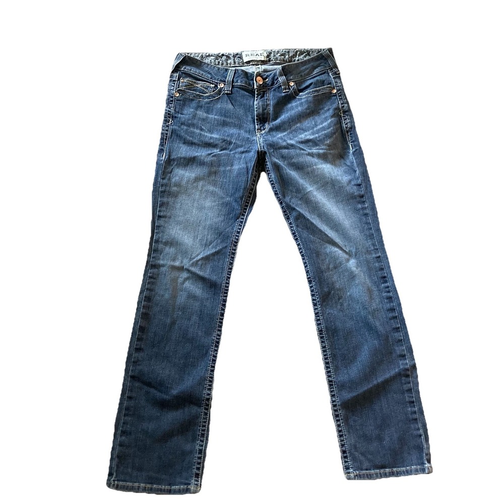 Ariat Real Denim Jeans Women 33R Blue Straight Leg Mid Rise Stretch Western
